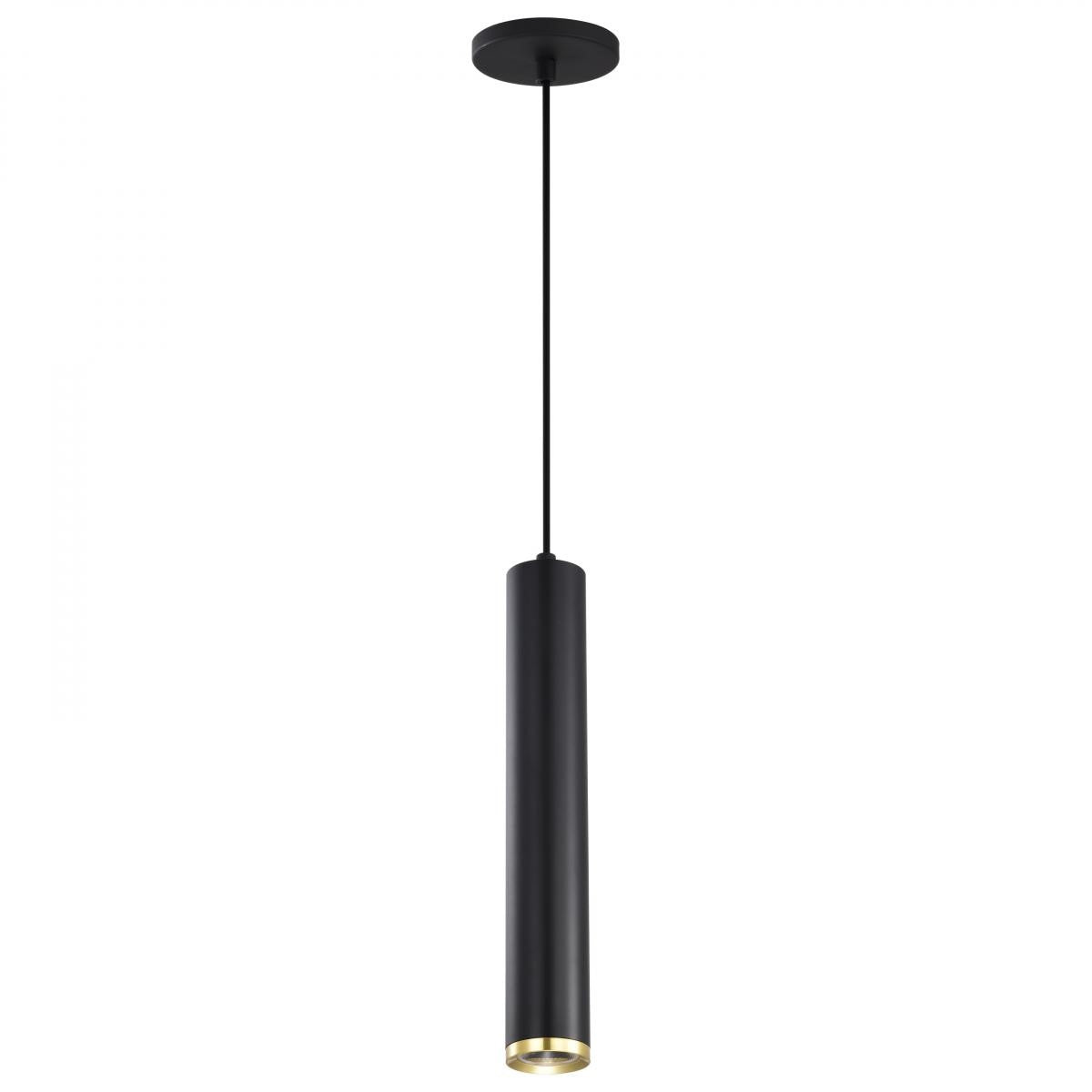 Century 16" LED Pendant Light, Matte Black and Brushed Brass Finish