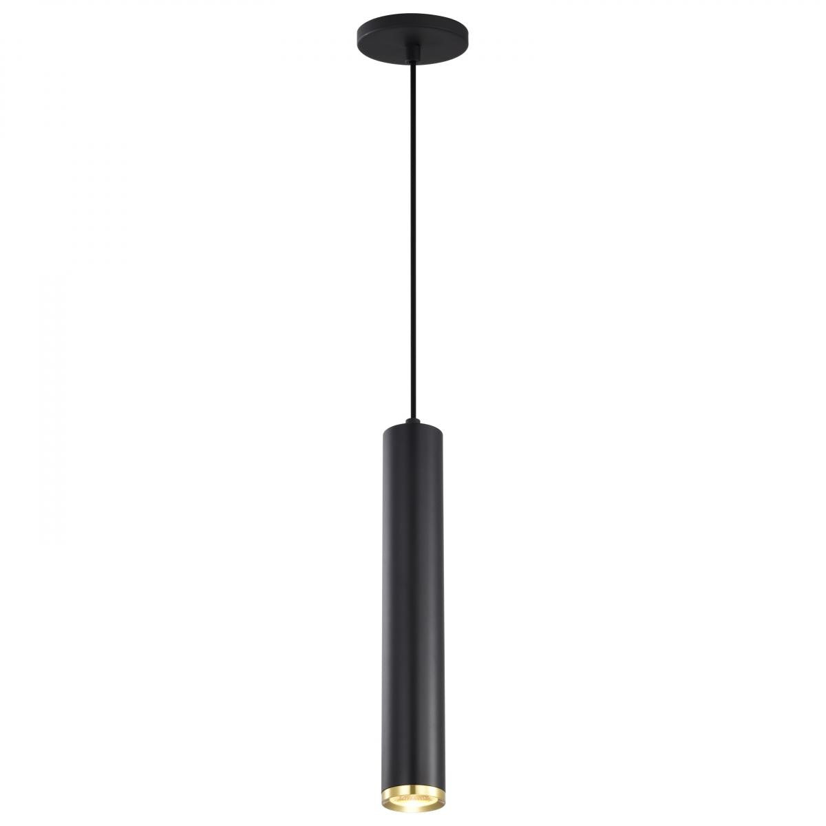 Century 16" LED Pendant Light, Matte Black and Brushed Brass Finish