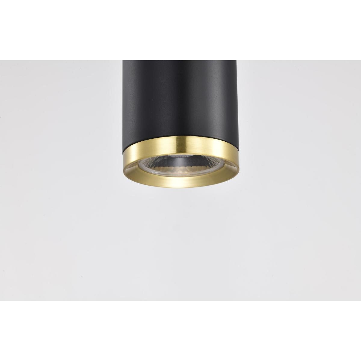 Century 16" LED Pendant Light, Matte Black and Brushed Brass Finish