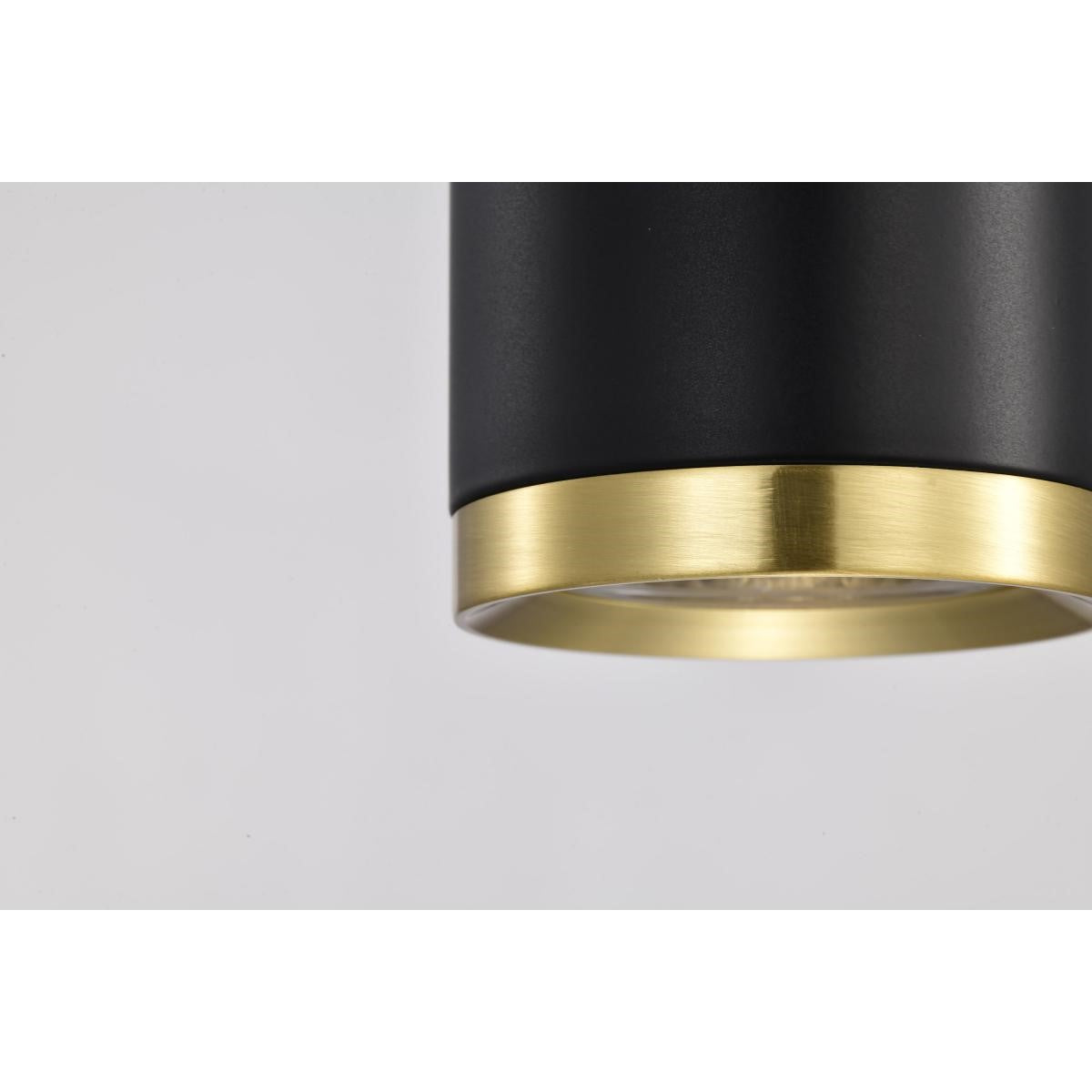 Century 16" LED Pendant Light, Matte Black and Brushed Brass Finish