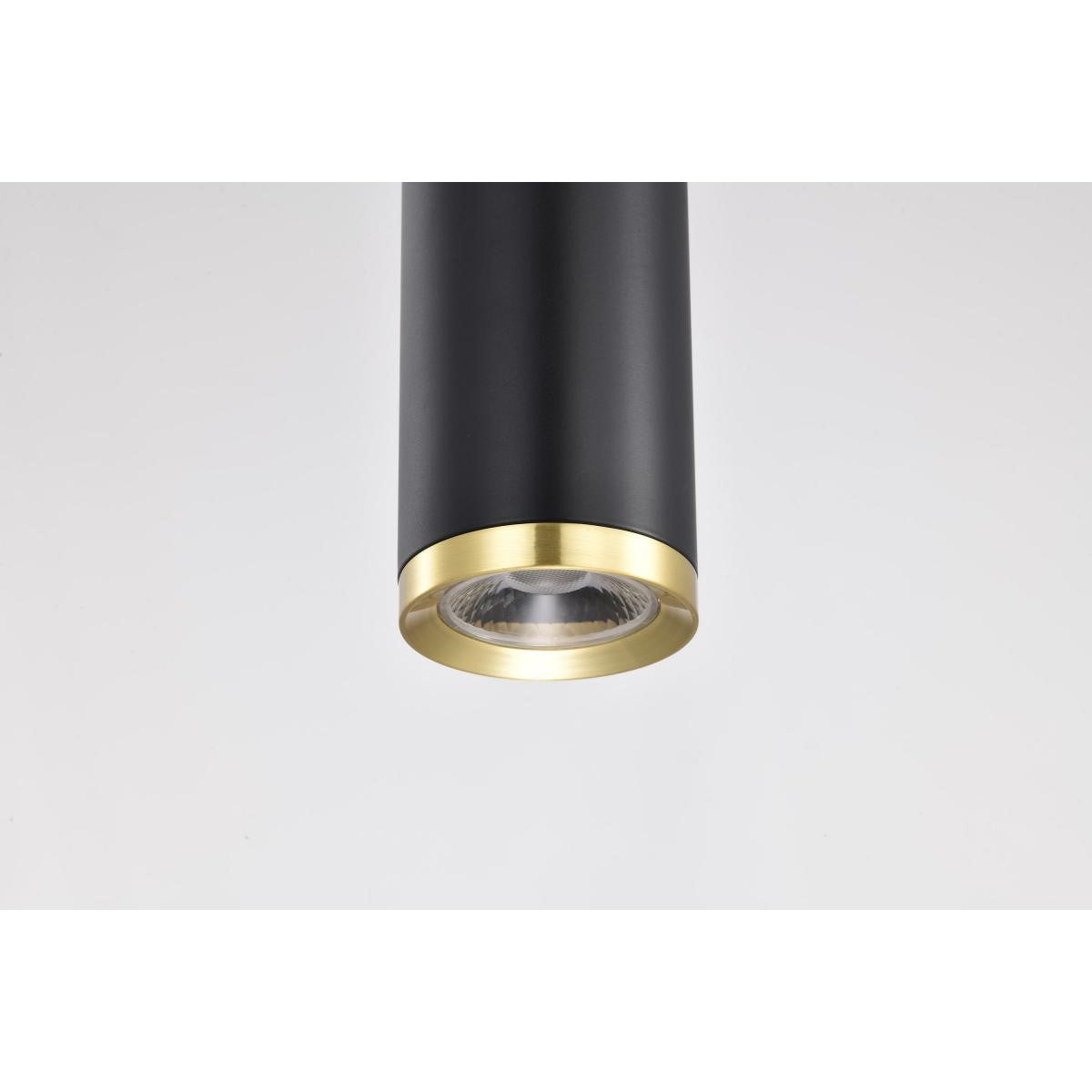 Century 16" LED Pendant Light, Matte Black and Brushed Brass Finish