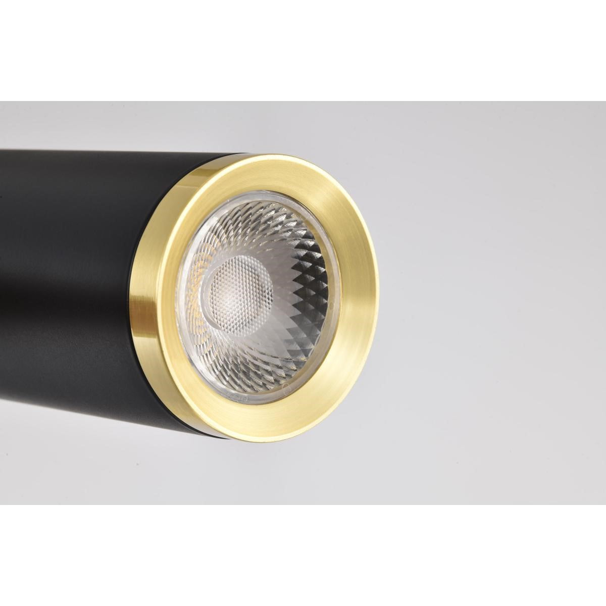 Century 16" LED Pendant Light, Matte Black and Brushed Brass Finish