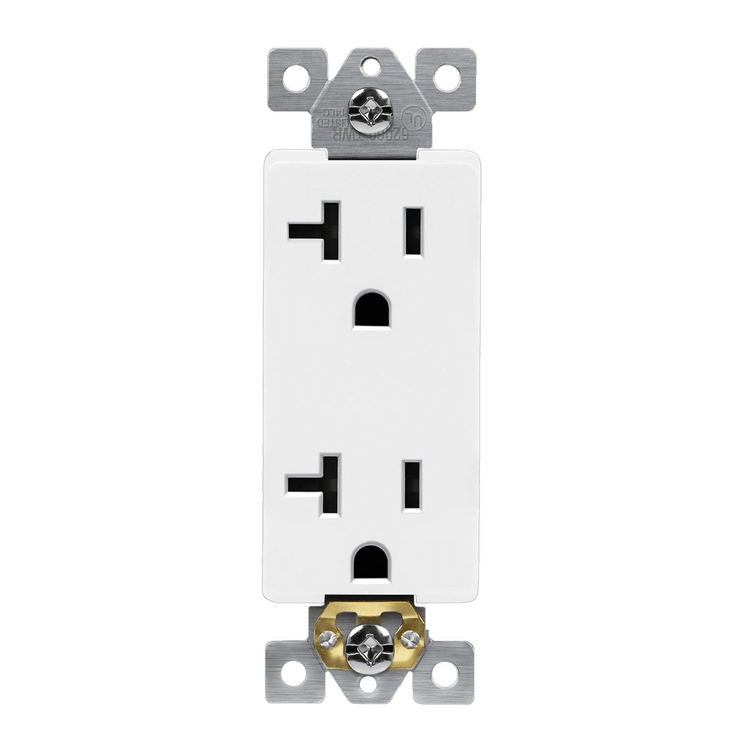 20 Amp Duplex Outlet White - Bees Lighting