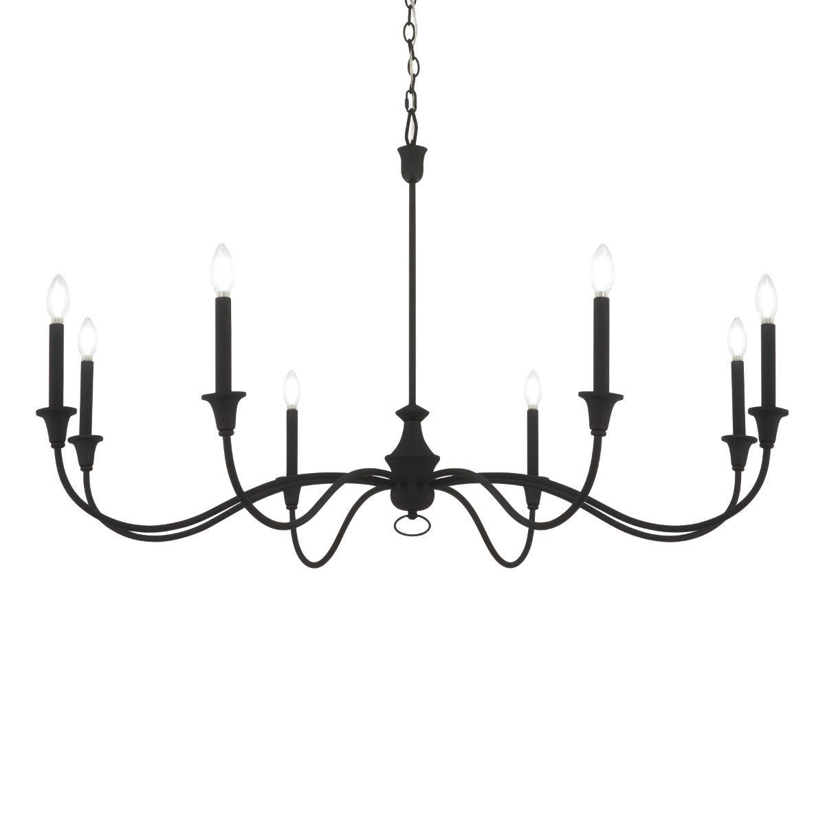 Halifax County 48 In. 8 Lights Chandelier Textured Black Finish - Bees Lighting