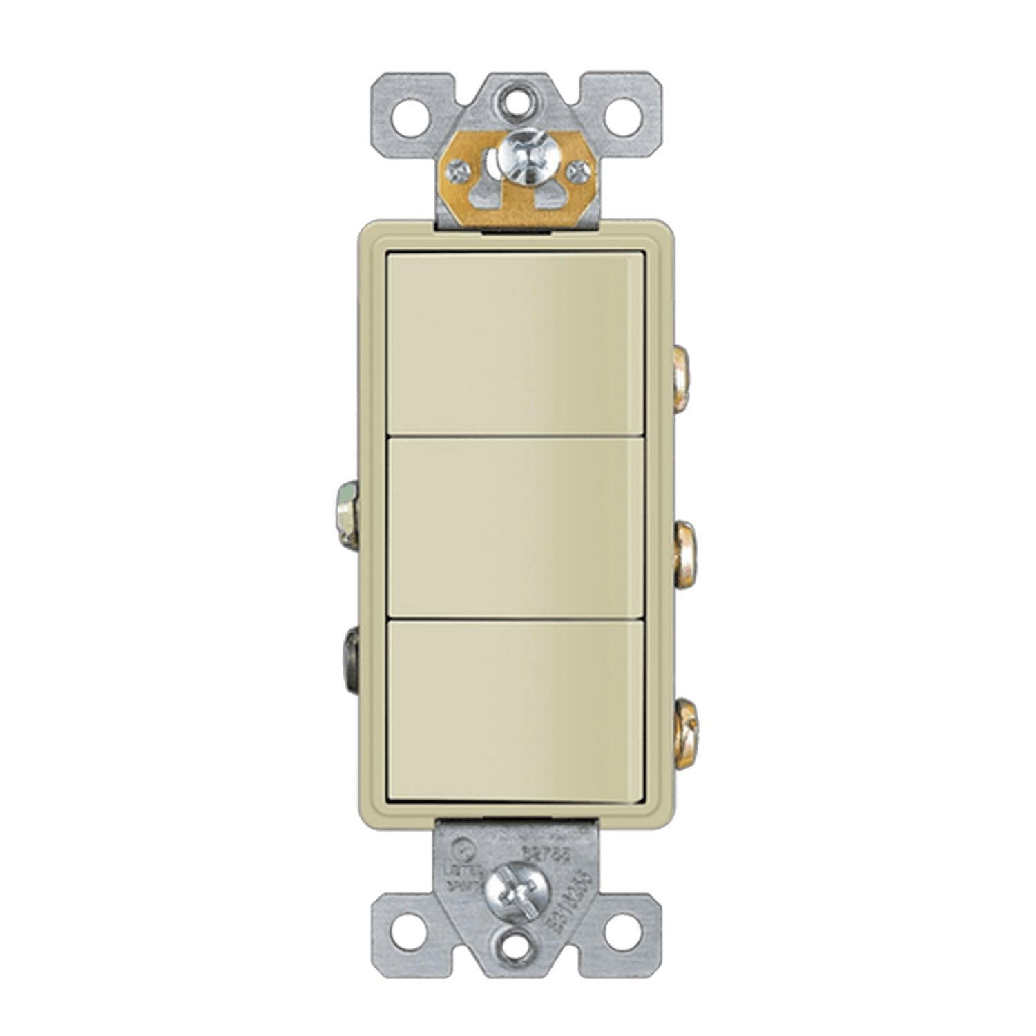 Single Pole Triple Rocker Light Switch Ivory - Bees Lighting