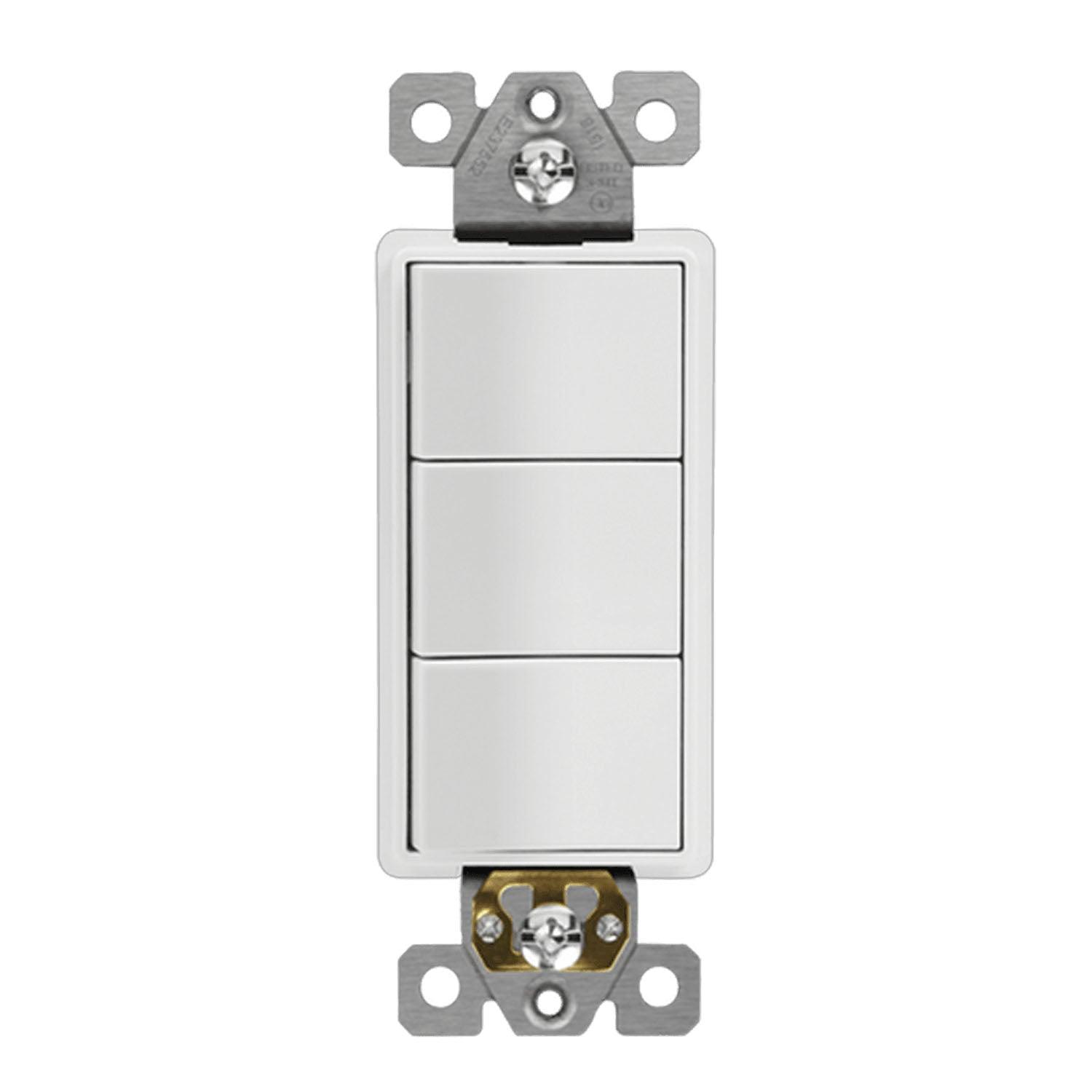 Single Pole Triple Rocker Light Switch White - Bees Lighting