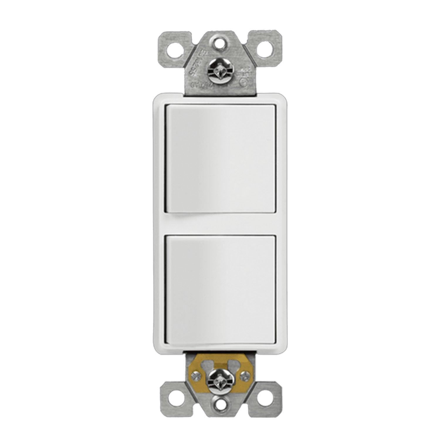 Single Pole Double Rocker Light Switch White - Bees Lighting