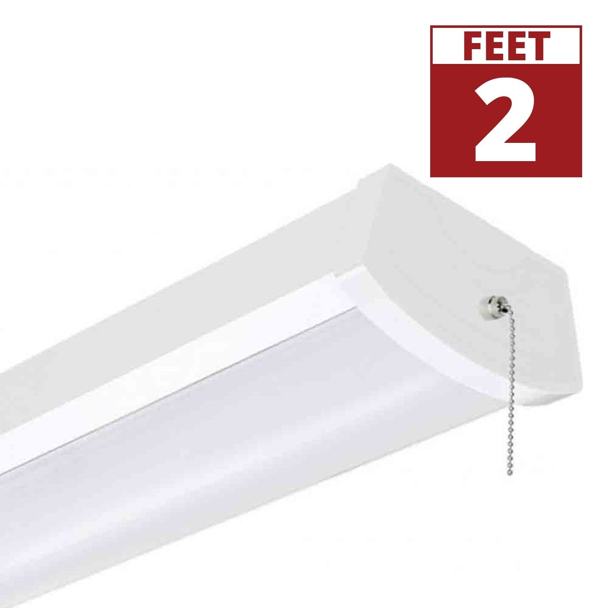 2ft LED Ceiling Wrap Light, 1600 Lumens, 3000K, 120V, On/Off Pull Chain, White Finish