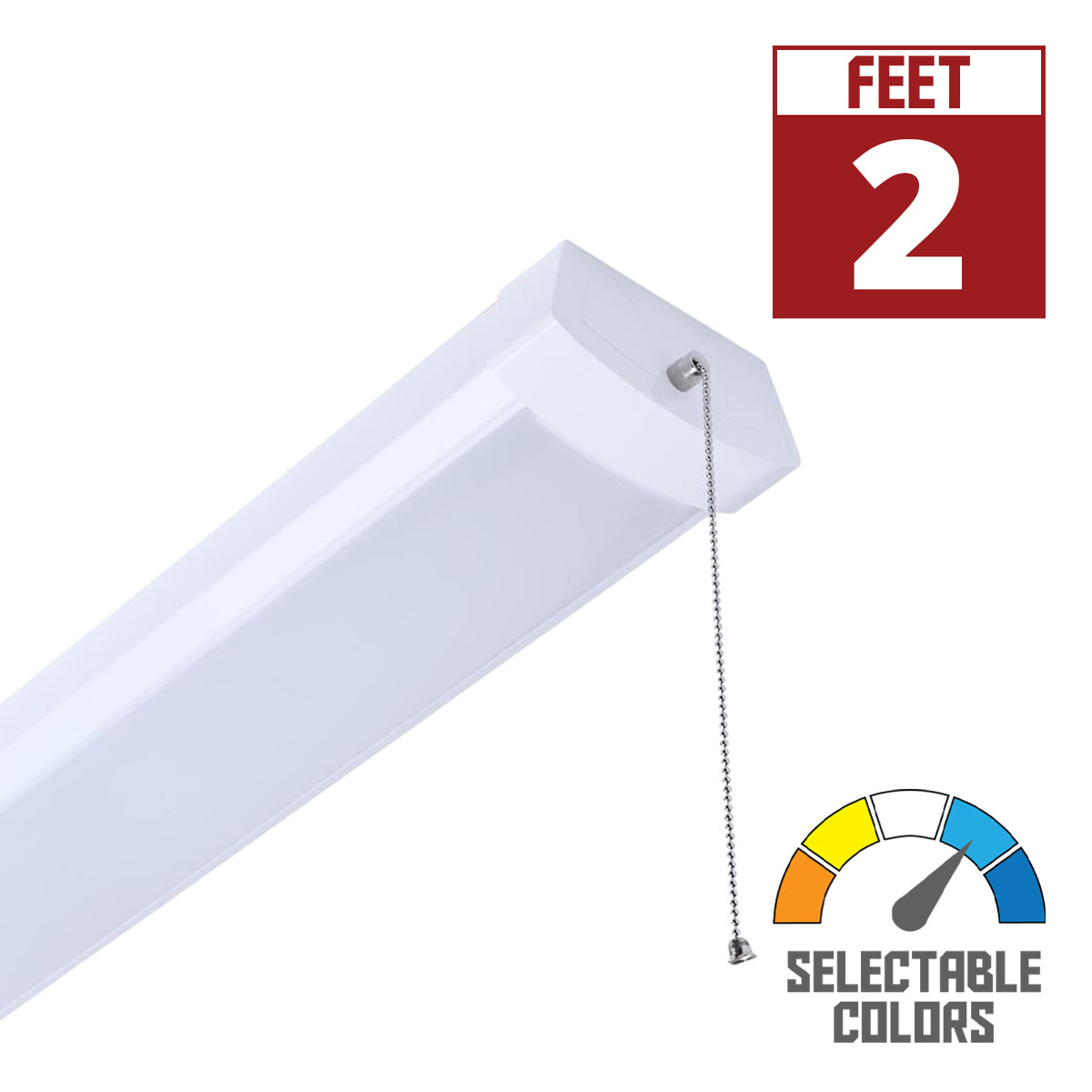 2ft LED Ceiling Wrap with Pull Chain, 20 Watts, 1650 Lumens, Selectable CCT, White Finish, 120 Volt