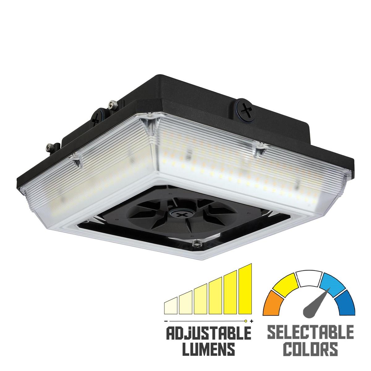 LED Parking Garage Canopy Light, 6280 Lumens, 20/50 Watts, 30K/40K/50K, 120-277V