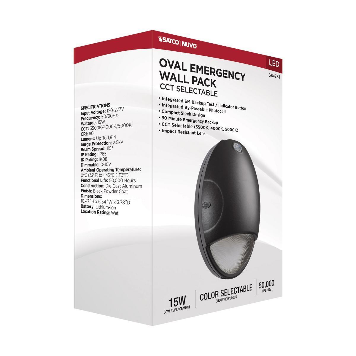 Outdoor LED Emergency Light with Photocell, 1800 Lumens, 35K/40K/50K, 120-277V, Black Finish - Bees Lighting