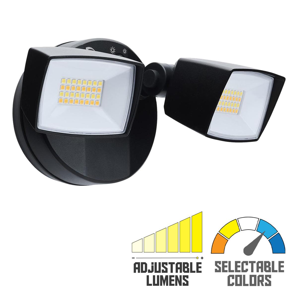 LED Security Flood Light, Dusk To Dawn Photocell, 3350 Lumens, 30K/40K/50K, Black - Bees Lighting