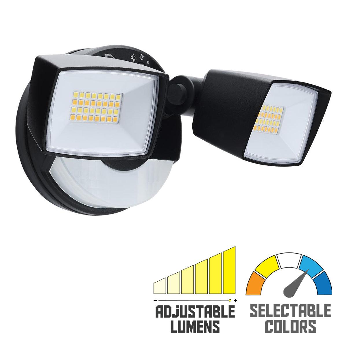 SATCO|NUVO Dual Head LED Security Flood Light, CCT Selectable, Variable Wattage - Bees Lighting