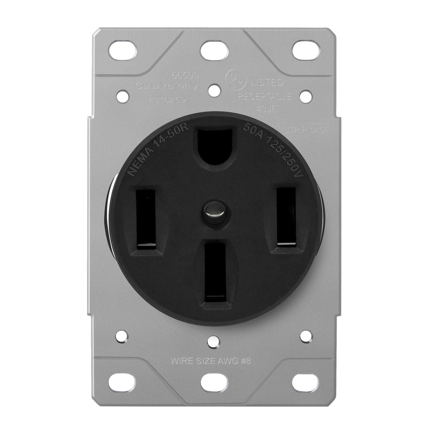 Enerlites 66500 Industrial Grade Flush Mount Receptacle, 50 Amp, NEMA 14-50R