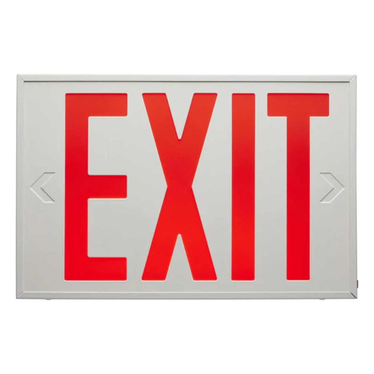 LED Exit Sign, Single/Double Face with Red Letters, White, Battery Included, Steel Housing