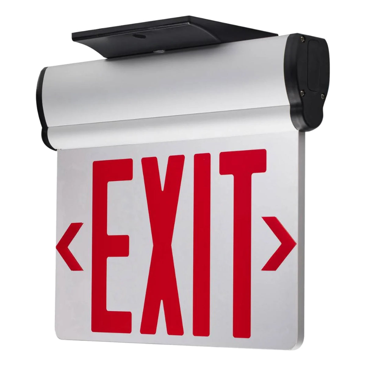 Edge-Lit LED Exit Sign, Single Face with Red Letters, Clear Finish, Battery Included, Surface Mount