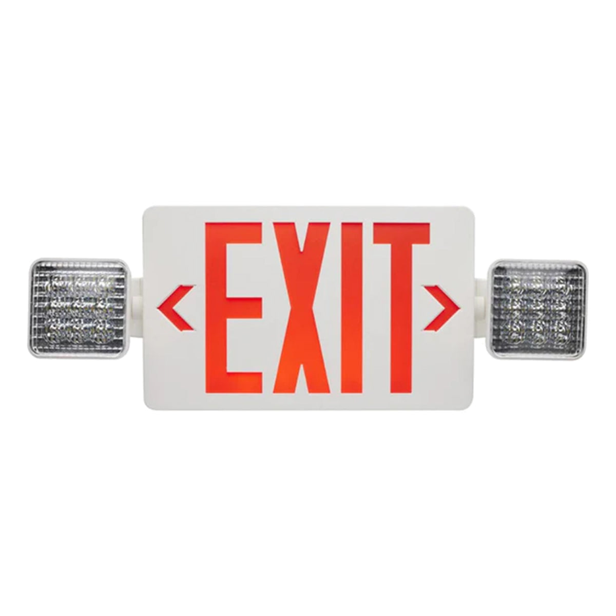 LED Combo Exit Sign, 2 Single Face with Red Letters, White, Battery Included, Remote Capable