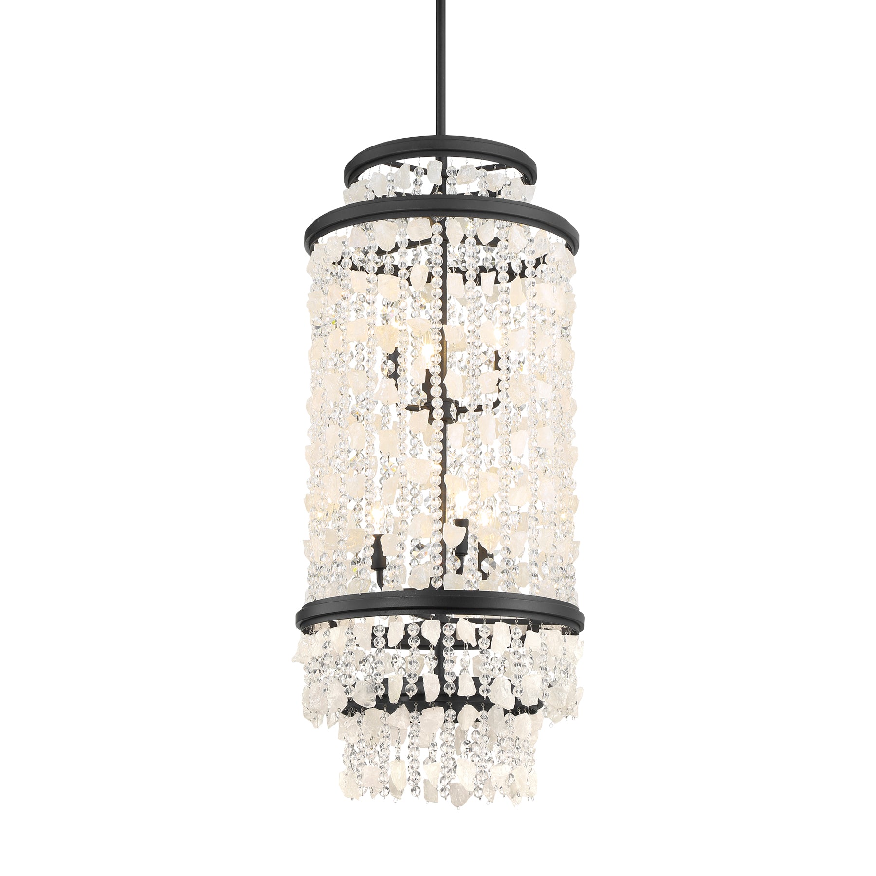 Shimmering Elegance 38" 6 Lights Pendant Light Black Finish