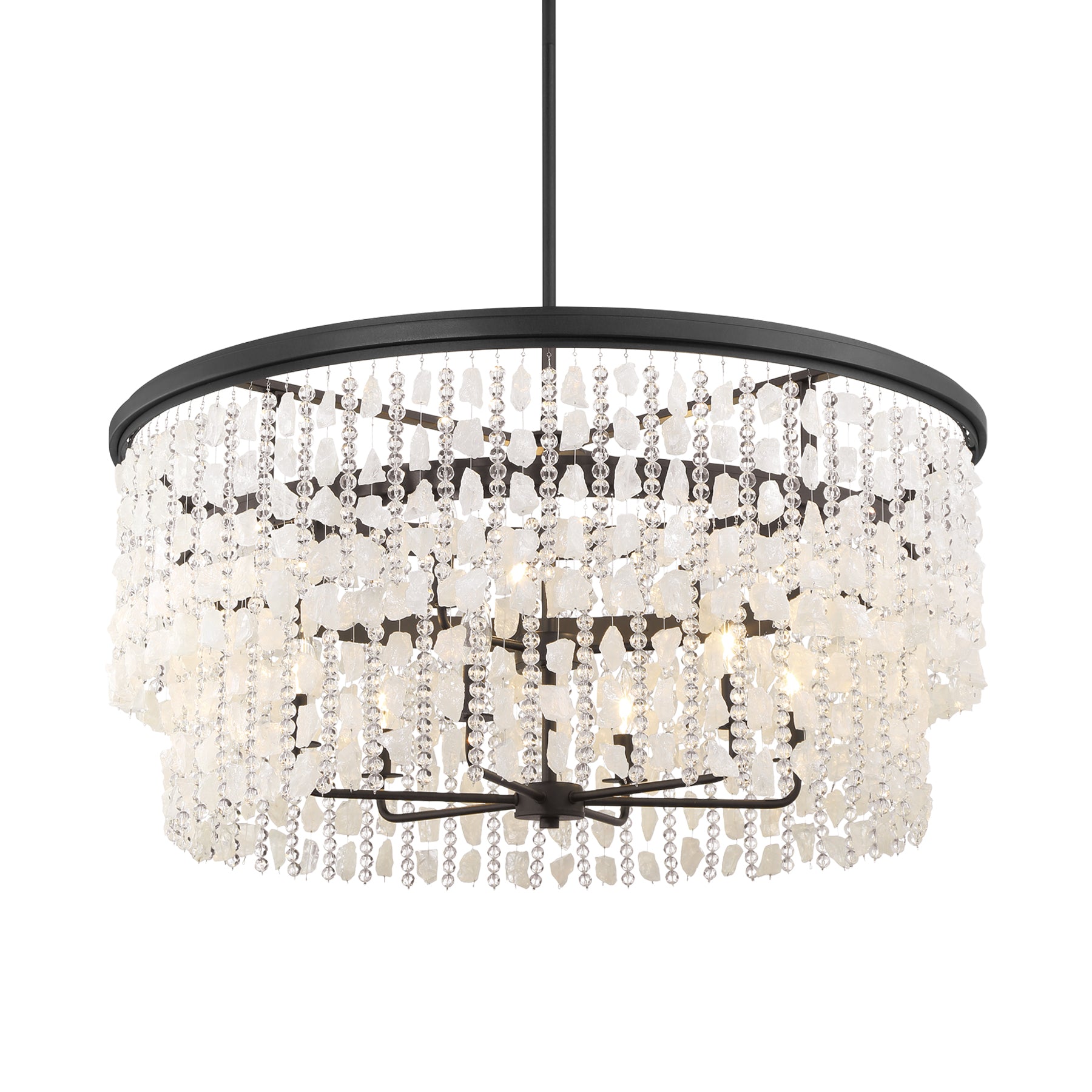 Shimmering Elegance 36" 9 Lights Chandelier Light Black Finish