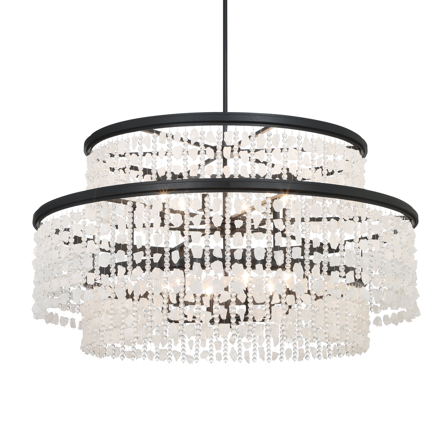 Shimmering Elegance 48" 12 Lights Chandelier Light Black Finish