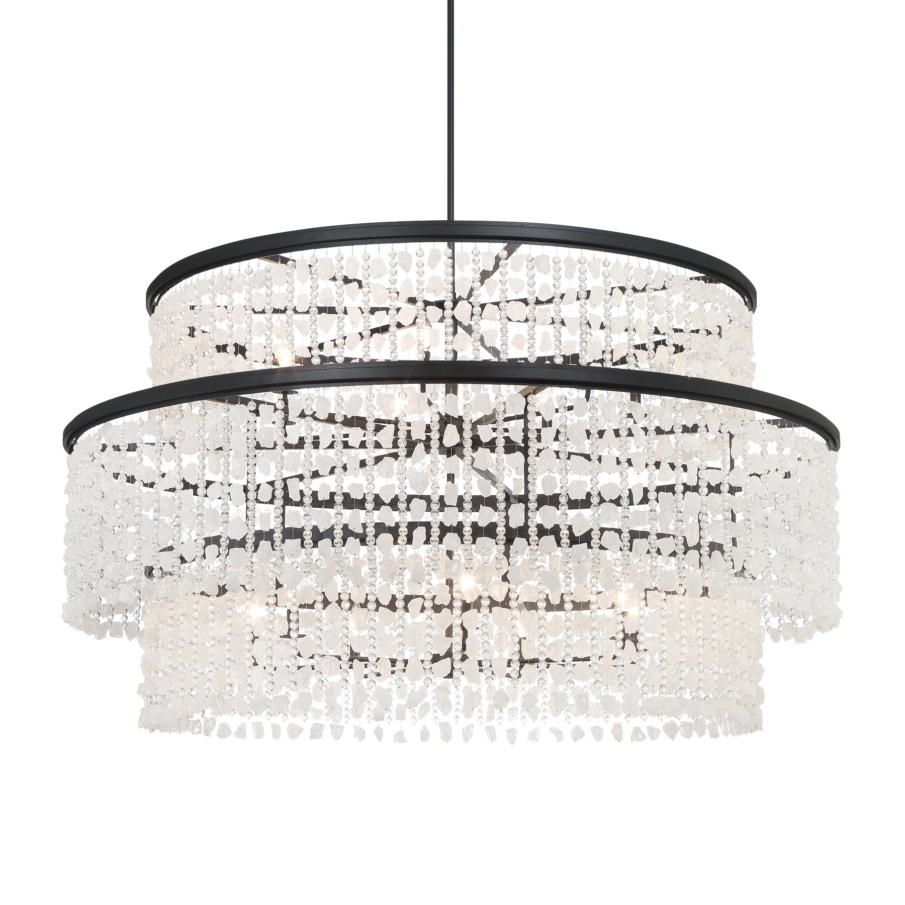 Shimmering Elegance 60" 14 Lights Chandelier Light Black Finish