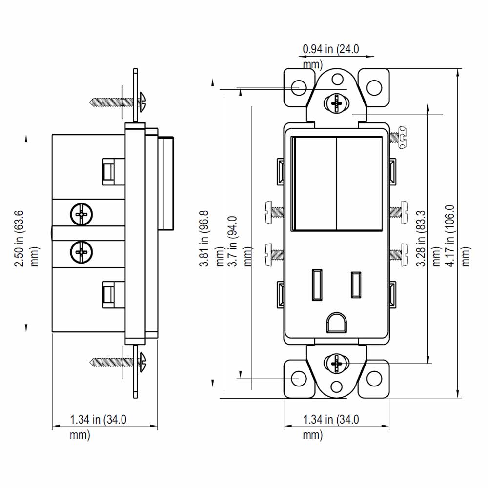 15 Amp Single Pole Light Switch and Tamper-Resistant Receptacle, White