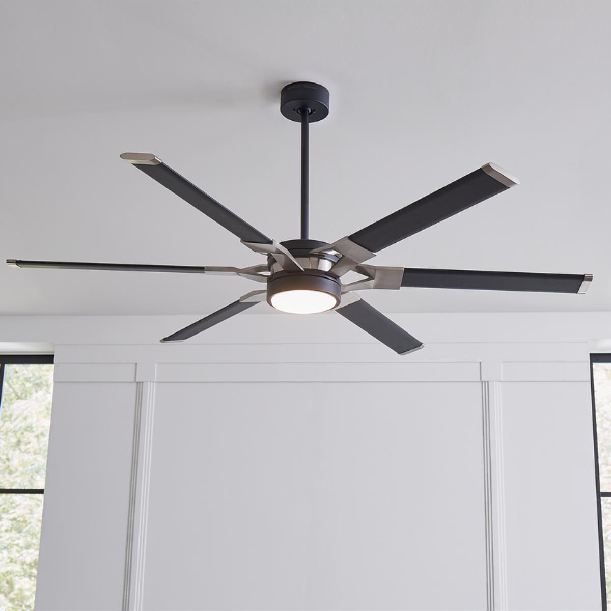 Loft 62 Inch Black and Steel Damp Rated LED Ceiling Fan with Remote - Bees Lighting