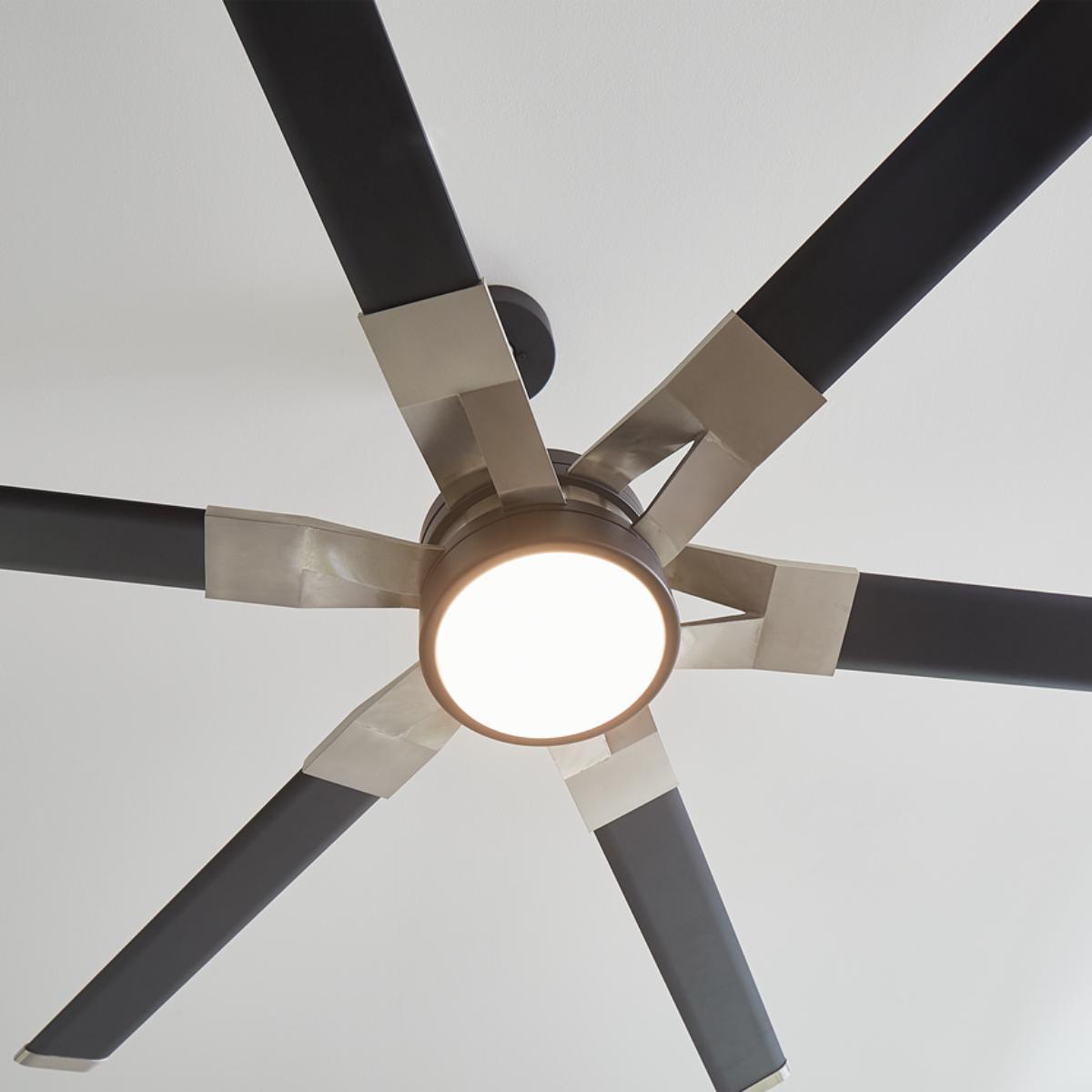 Loft 62 Inch Black and Steel Damp Rated LED Ceiling Fan with Remote - Bees Lighting