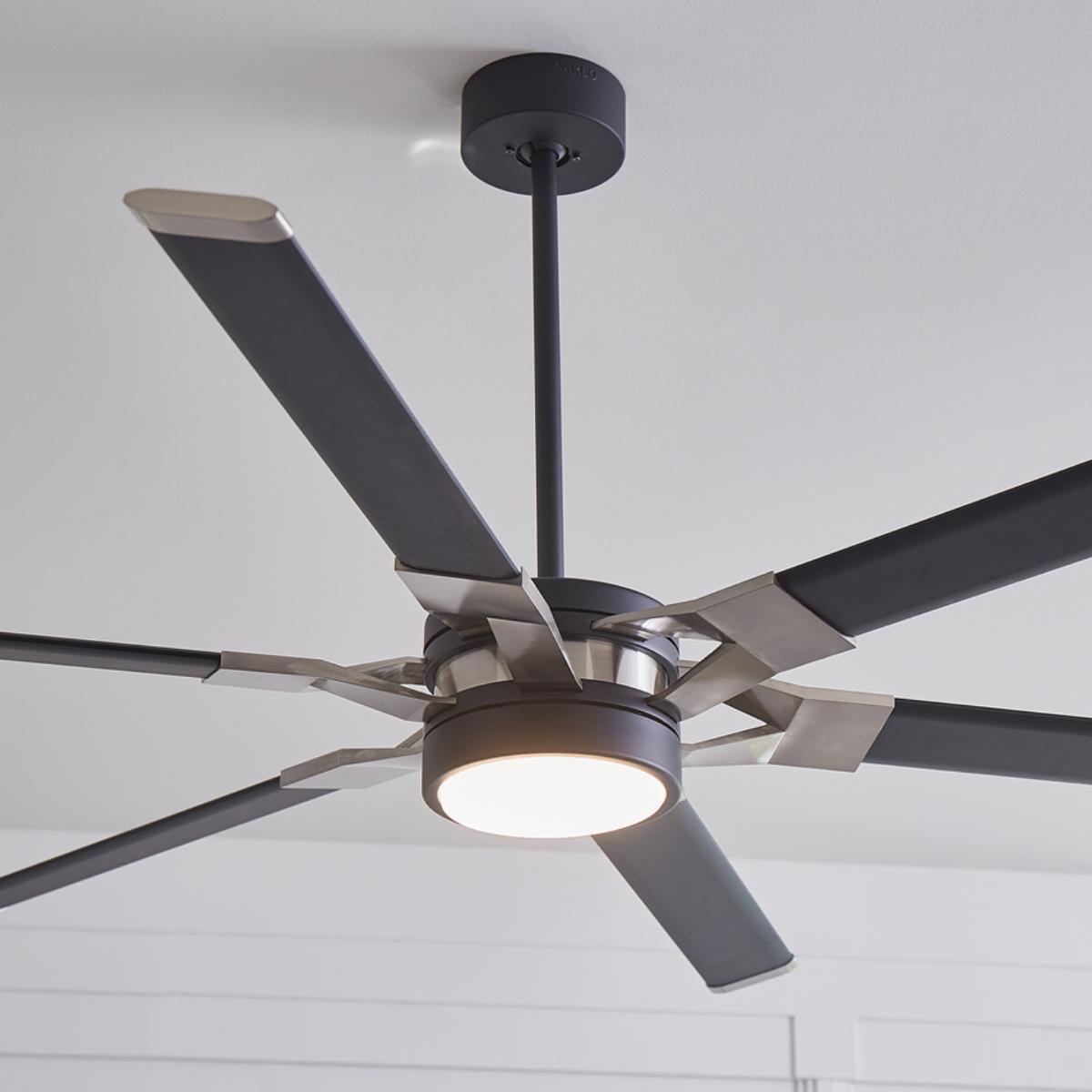 Loft 62 Inch Black and Steel Damp Rated LED Ceiling Fan with Remote - Bees Lighting