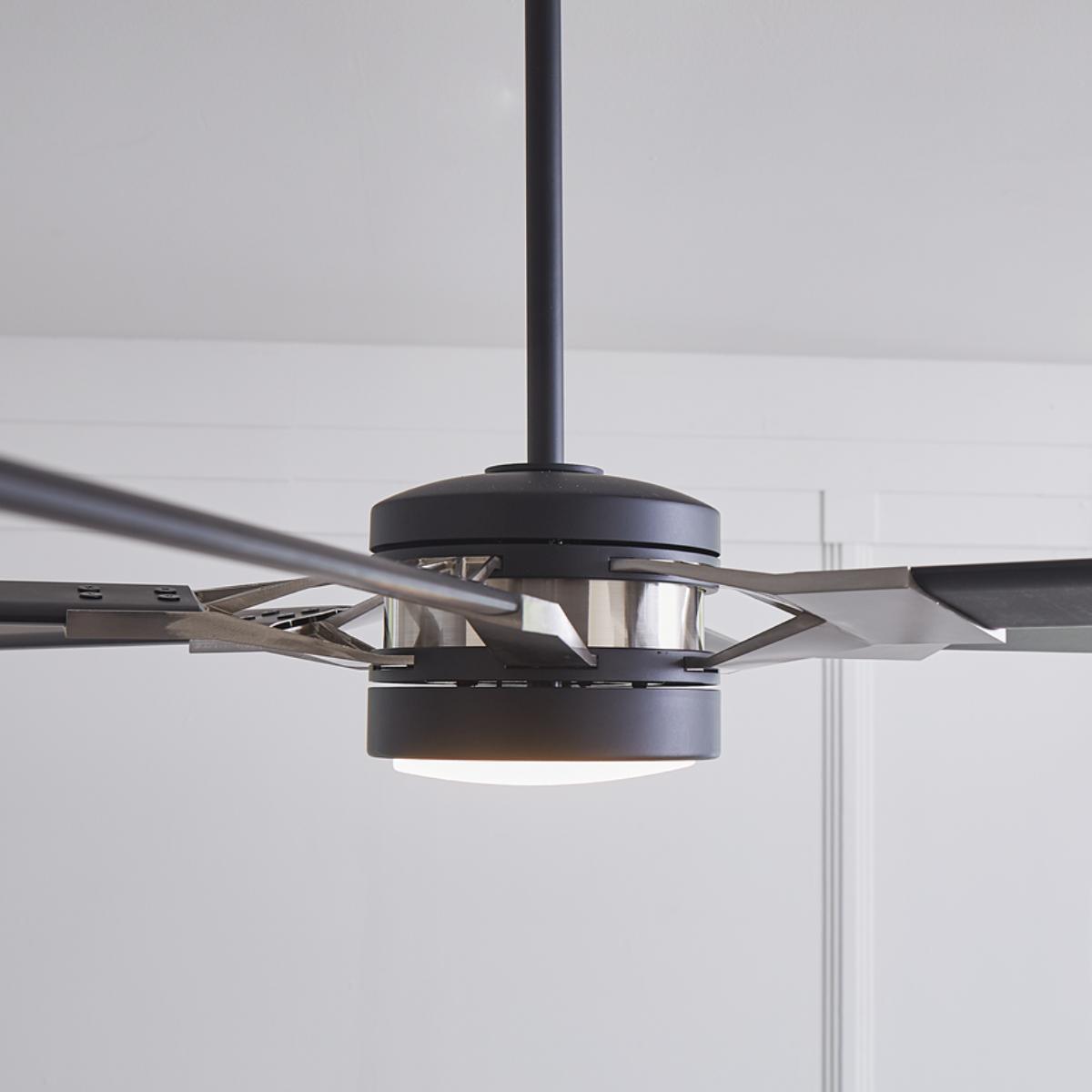 Loft 62 Inch Black and Steel Damp Rated LED Ceiling Fan with Remote - Bees Lighting