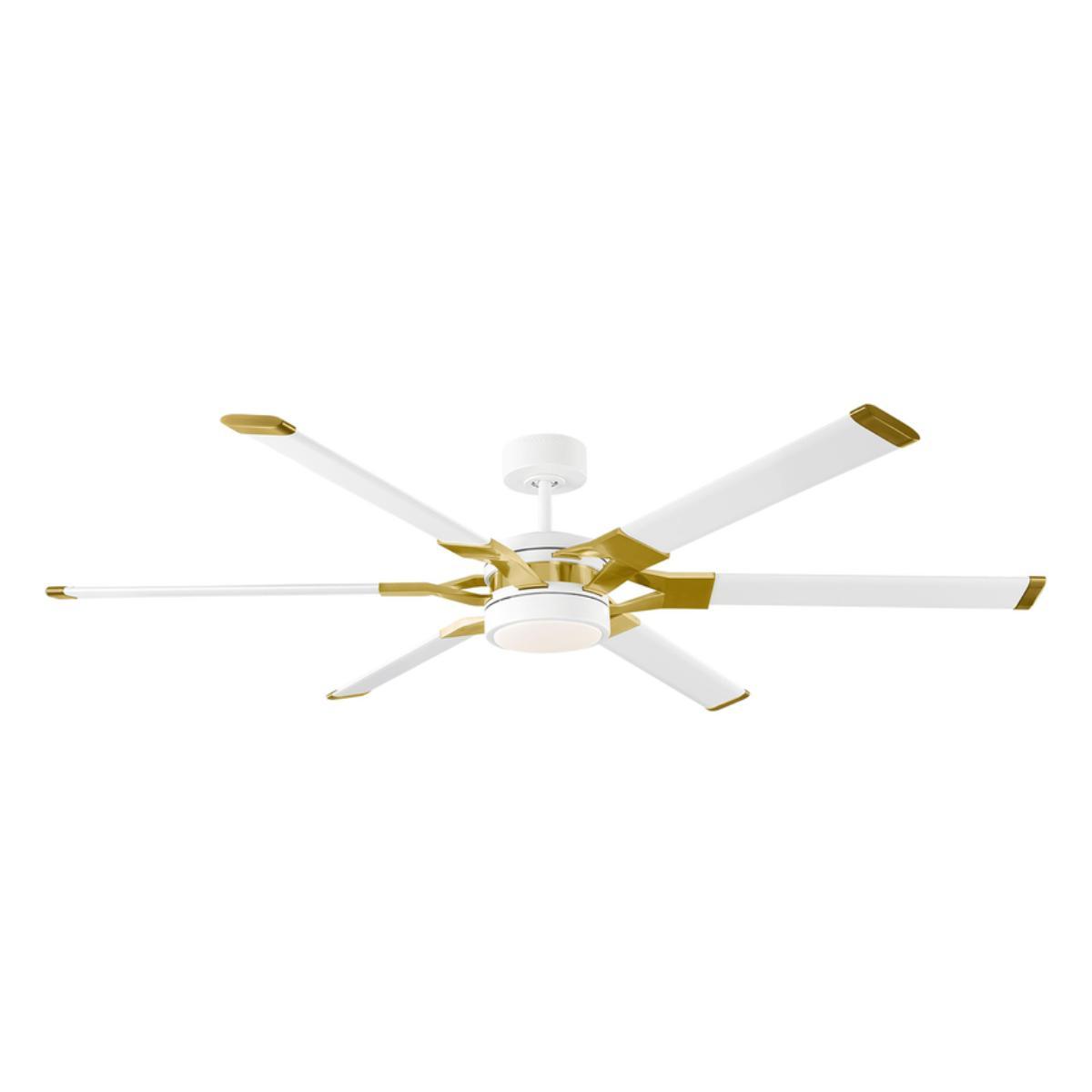 Loft 62 Inch White and Brass Damp Rated LED Ceiling Fan with Remote - Bees Lighting