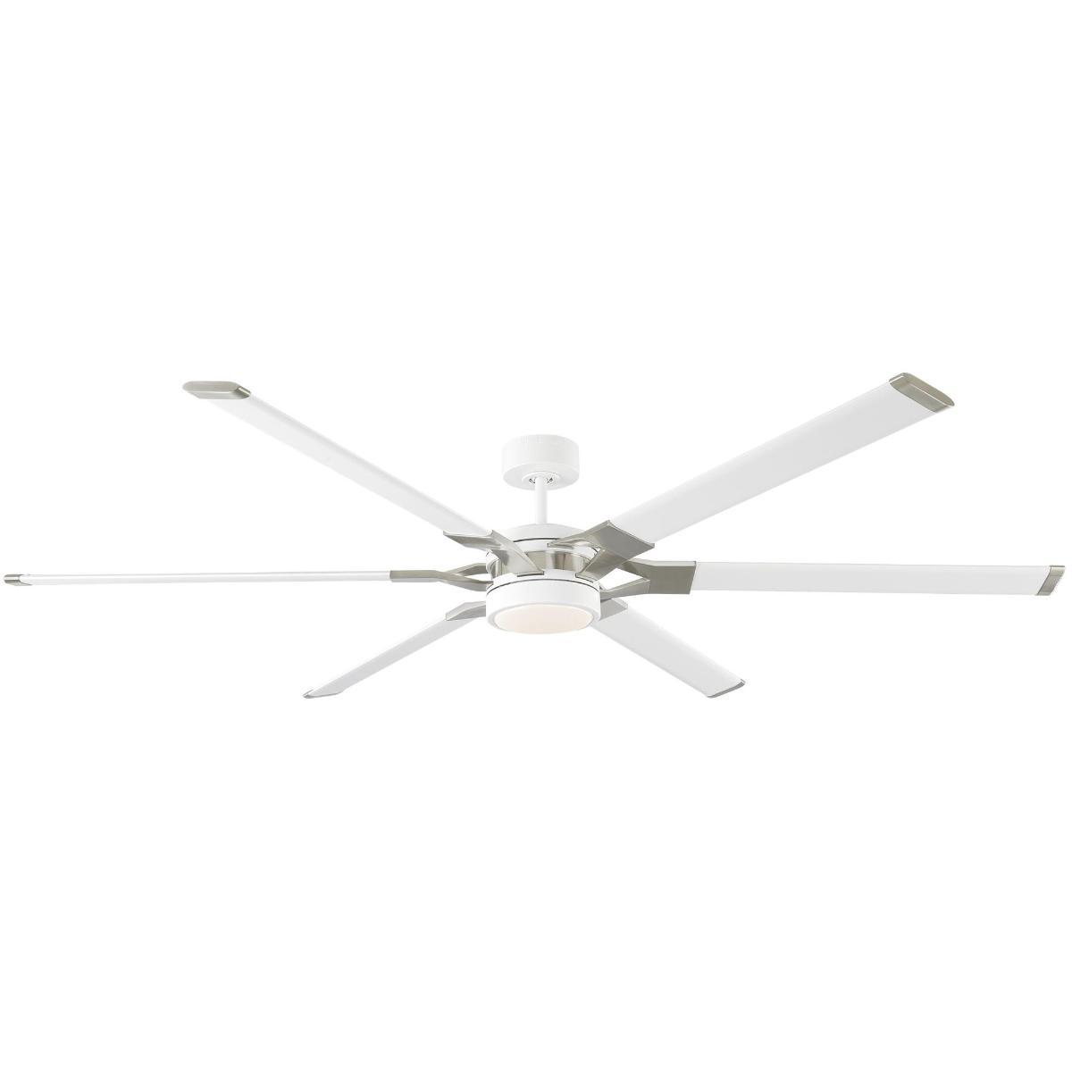 Loft 72 Inch White and Steel Damp Rated LED Ceiling Fan with Remote - Bees Lighting