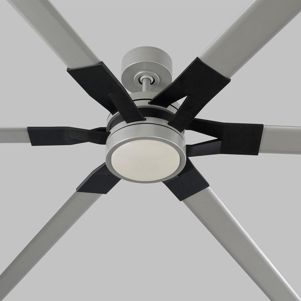 Loft 96 Inch Brushed Steel Large LED Ceiling Fan with Remote - Bees Lighting