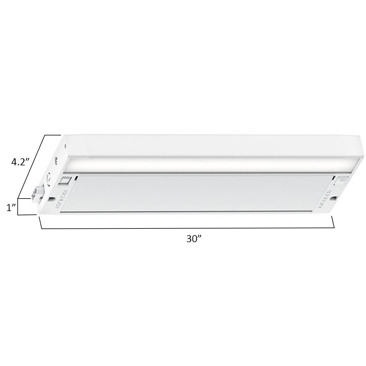 6U 30in. LED Under Cabinet Light, 2700K|3000K, 1000 Lumens, 120V, White - Bees Lighting