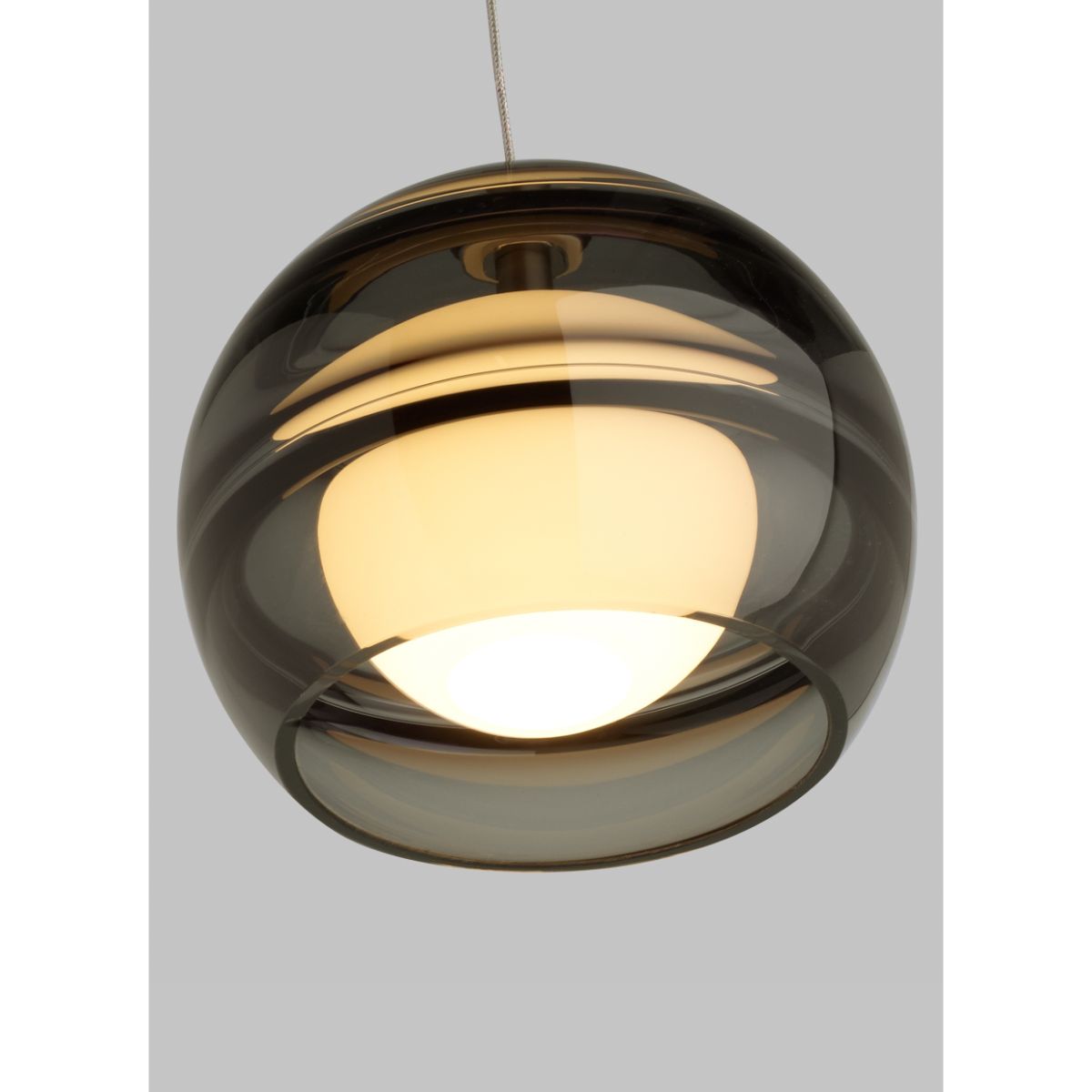 Sedona 6 in. LED Pendant Light Aged Brass Finish Transparent Smoke glass