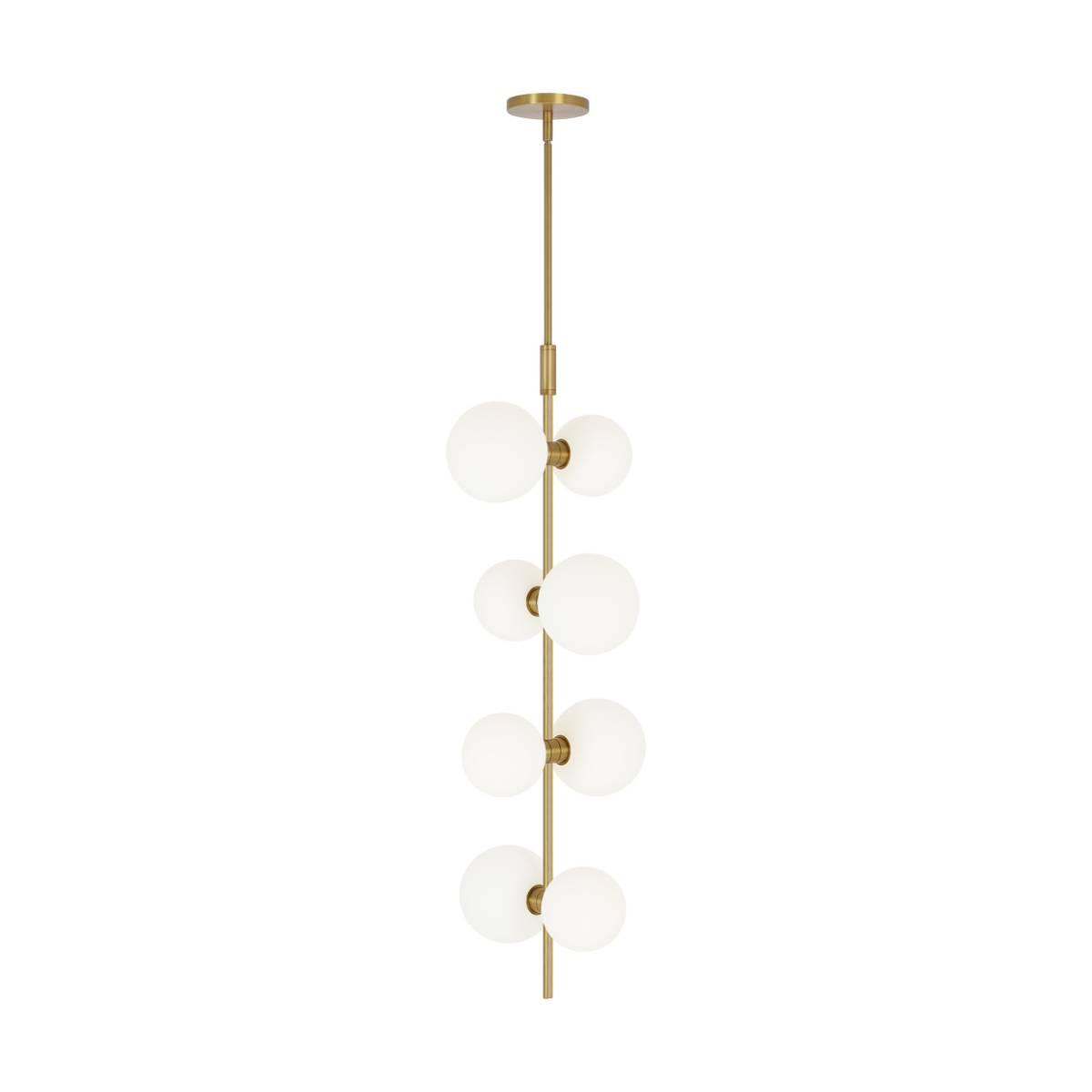 ModernRail 9 in. 8 Lights LED Pendant Light with Surface Conopy Brass Finish Glass Orbs - Bees Lighting