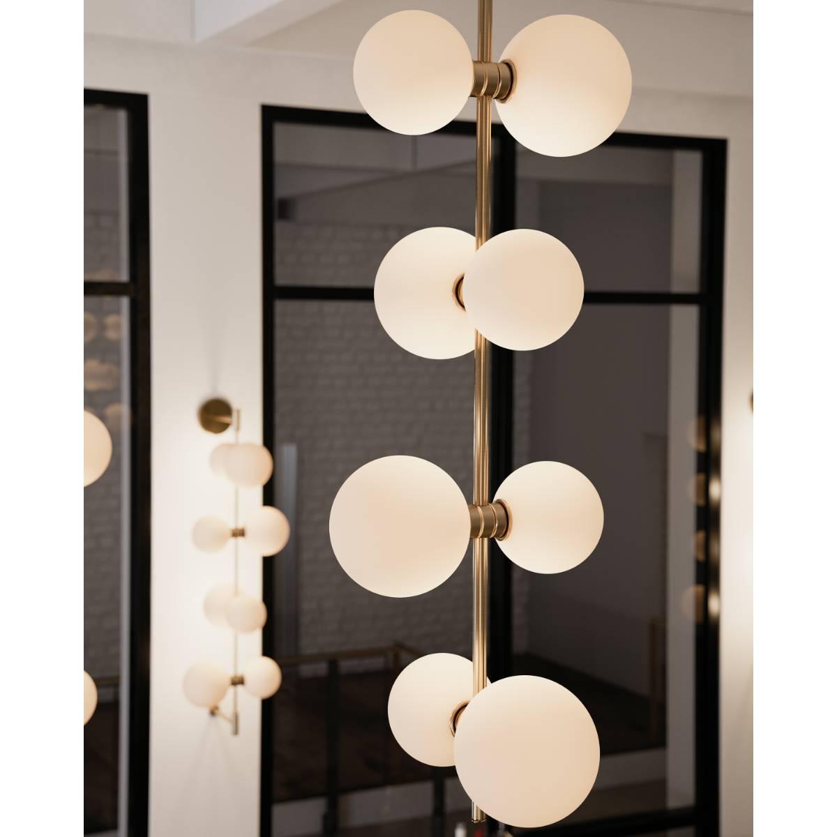 ModernRail 9 in. 8 Lights LED Pendant Light with Surface Conopy Brass Finish Glass Orbs - Bees Lighting