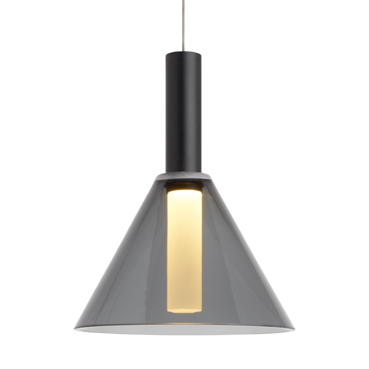 Mezz Monorail Cone LED Pendant Light 336 Lumens Black Finish Smoke Glass - Bees Lighting