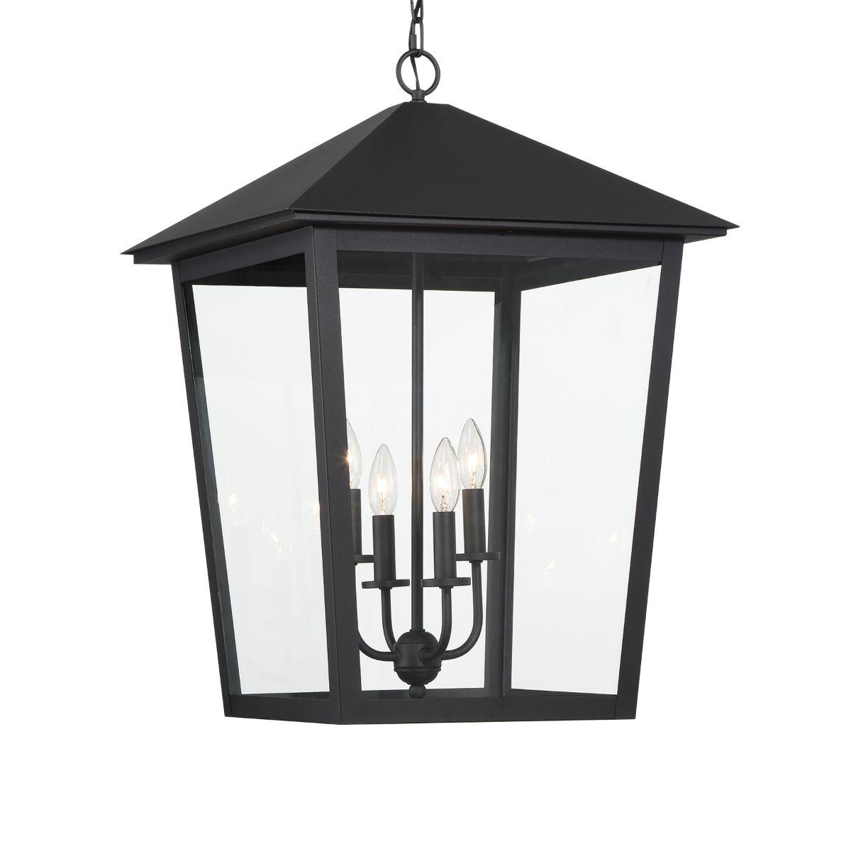 Noble Hill 19 In. 4 Lights Outdoor Hanging Lantern Black Finish - Bees Lighting