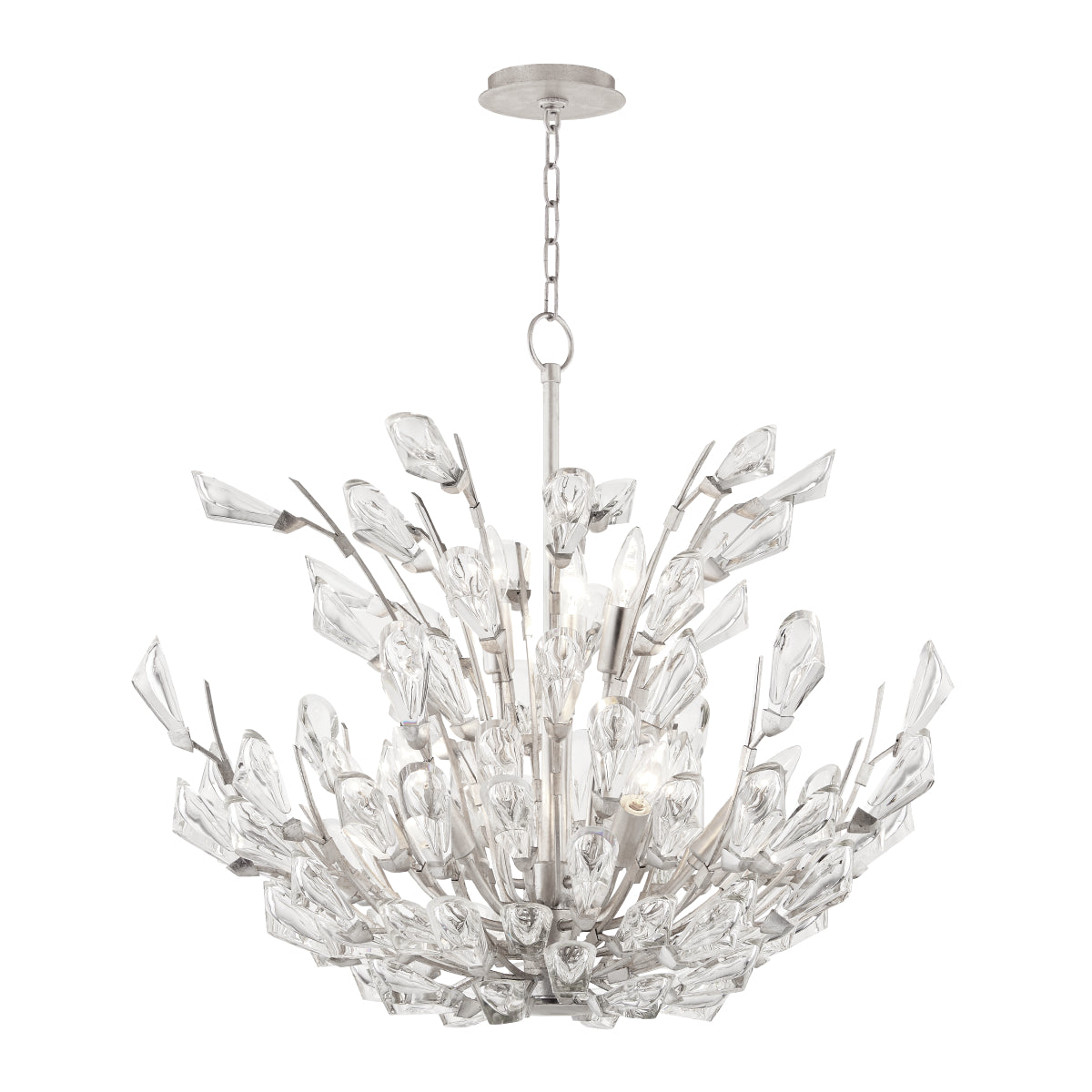 Tulip 28" 9 Lights Chandelier Silver Finish