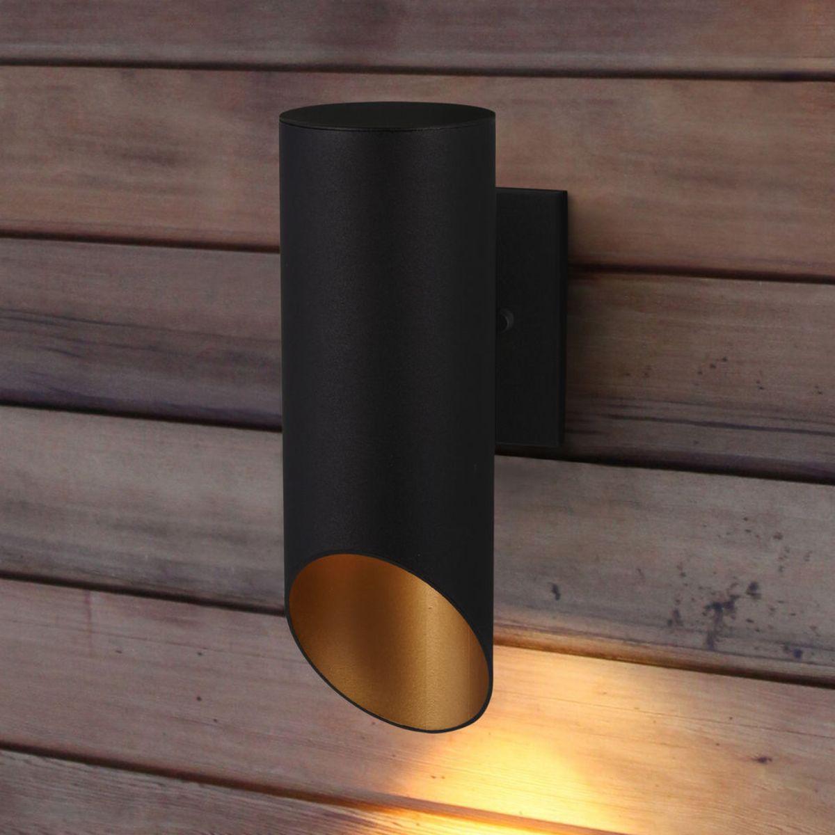 Pineview Slope 13 in. Outdoor Wall Sconce Black & Gold Finish - Bees Lighting