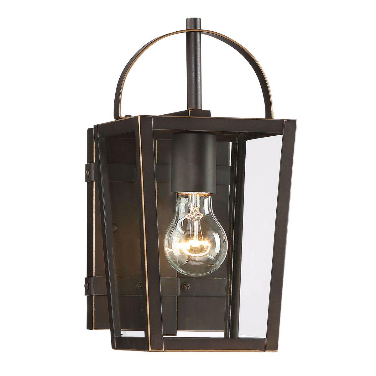 Rangeline 11 in. Outdoor Wall Lantern Oil Rubbed Bronze & Gold Finish - Bees Lighting