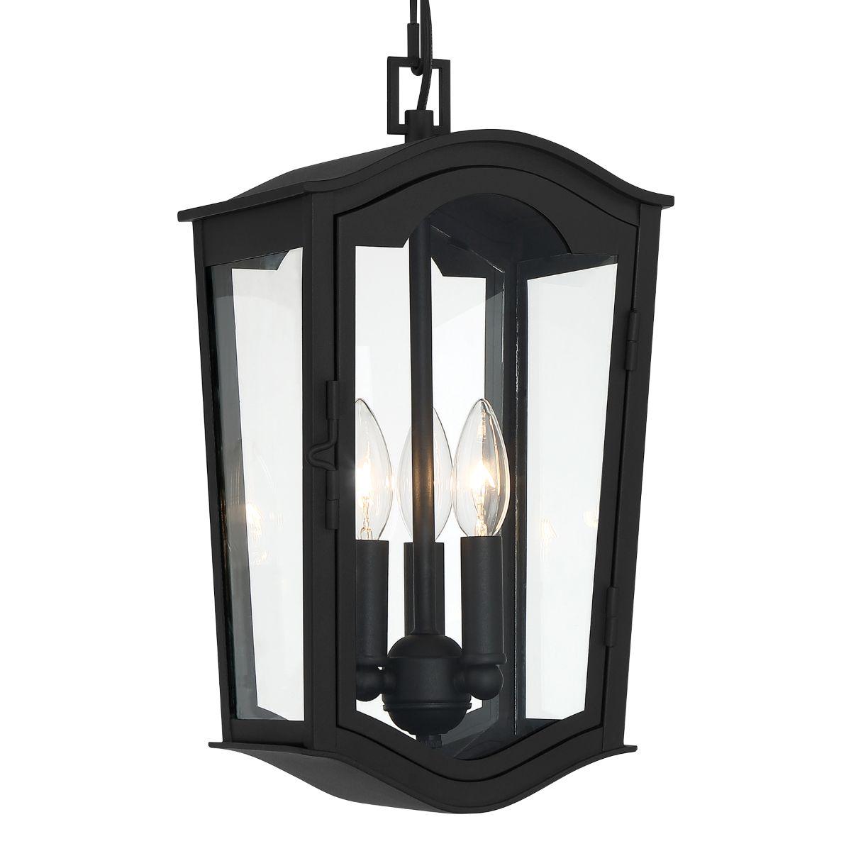 Houghton Hall 3 lights 9 in. Outdoor Hanging Lantern Black finish - Bees Lighting