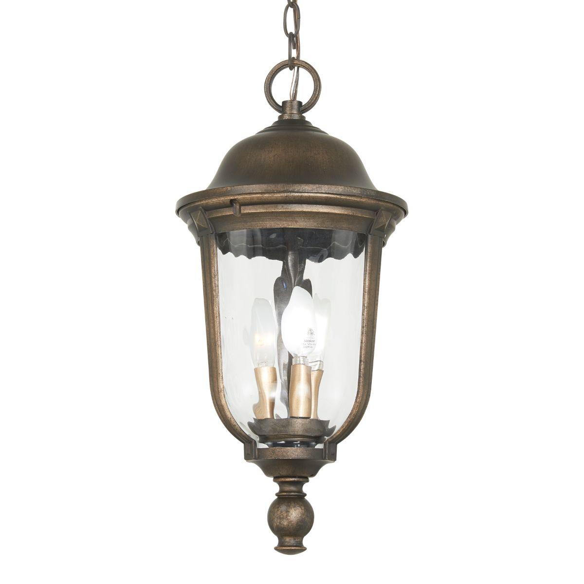 Havenwood 3 lights 10 in. Outdoor Hanging Lantern Bronze & Silver finish - Bees Lighting