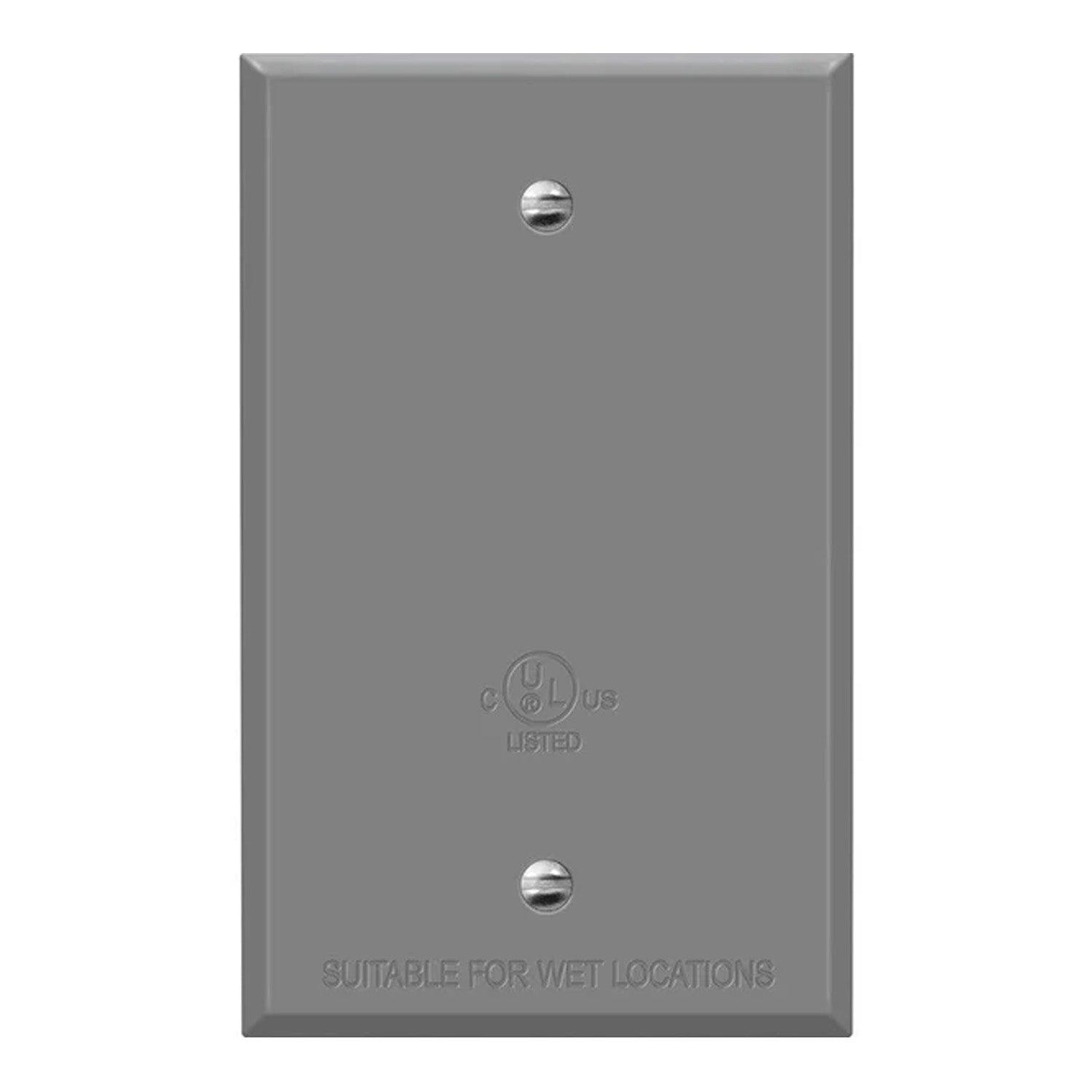 1-Gang Weatherproof Metallic Blank Wall Plate Gray - Bees Lighting