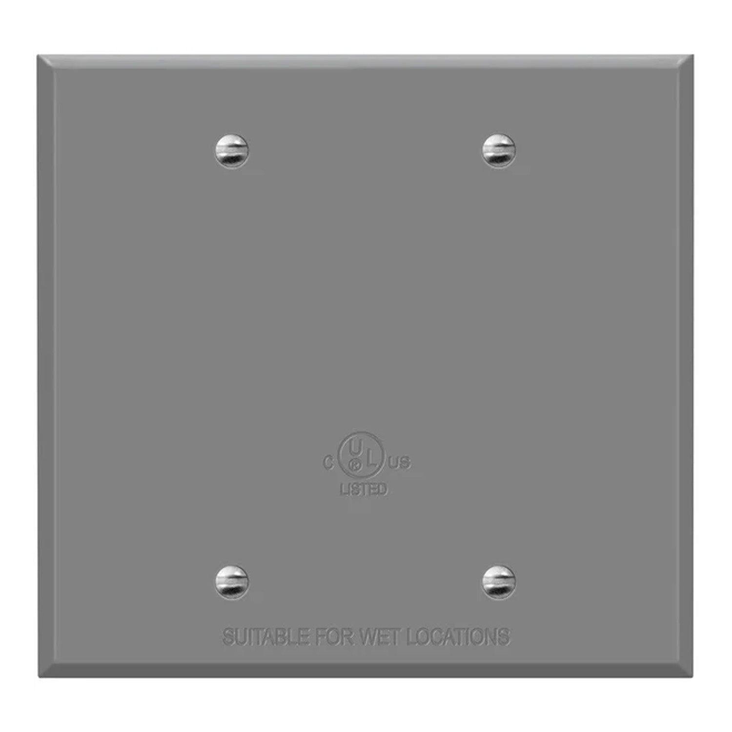 2-Gang Weatherproof Metallic Blank Wall Plate Gray - Bees Lighting