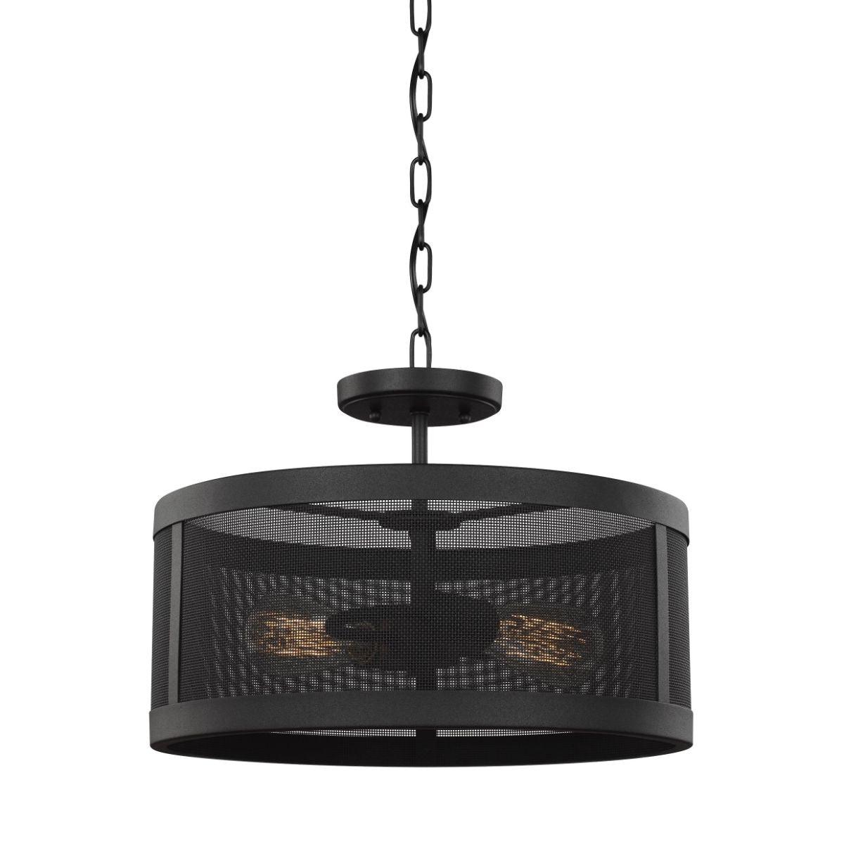 Gereon 16 in. 2 Lights Semi Flush Mount Light Black finish - Bees Lighting