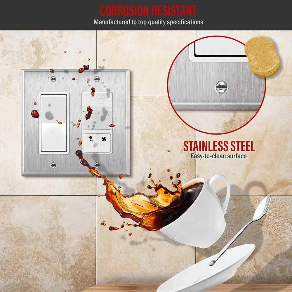 2-Gang Stainless Steel Decorator Wall Plate - Bees Lighting