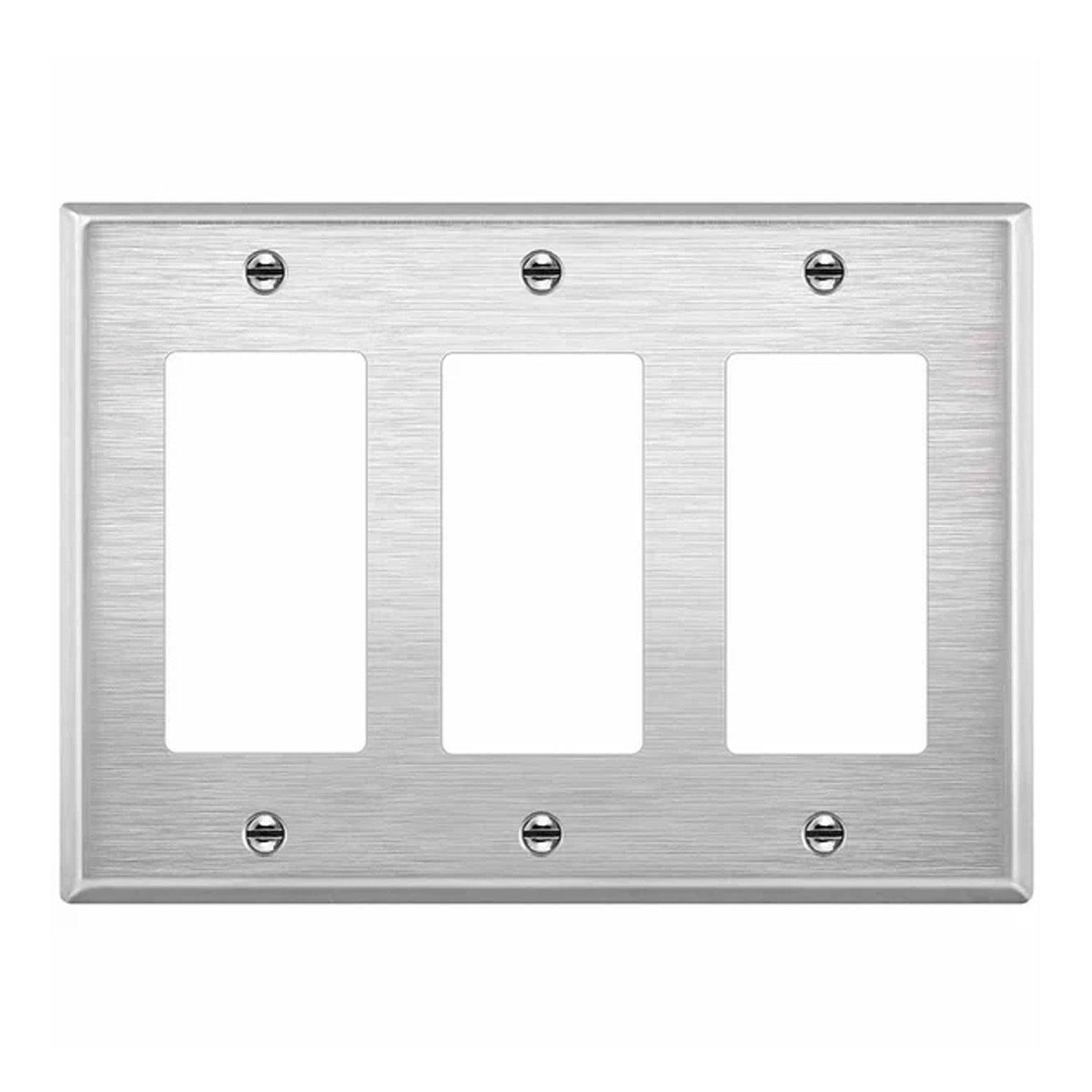 3-Gang Stainless Steel Decorator Wall Plate - Bees Lighting