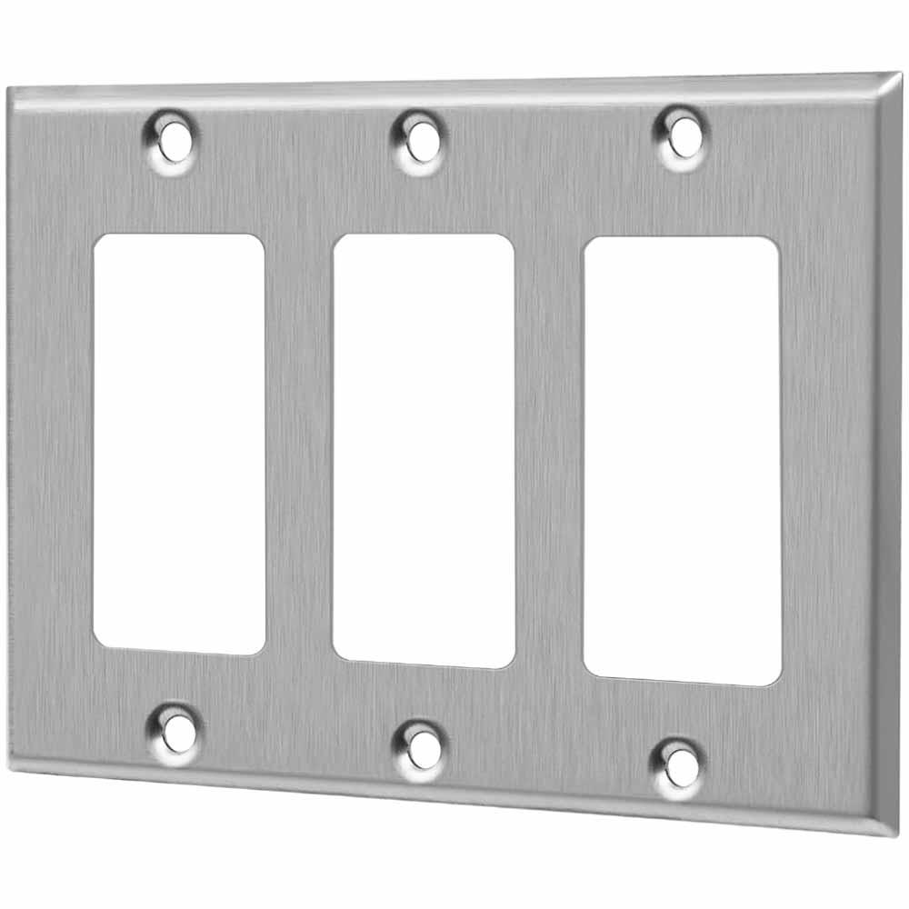 3-Gang Stainless Steel Decorator Wall Plate - Bees Lighting